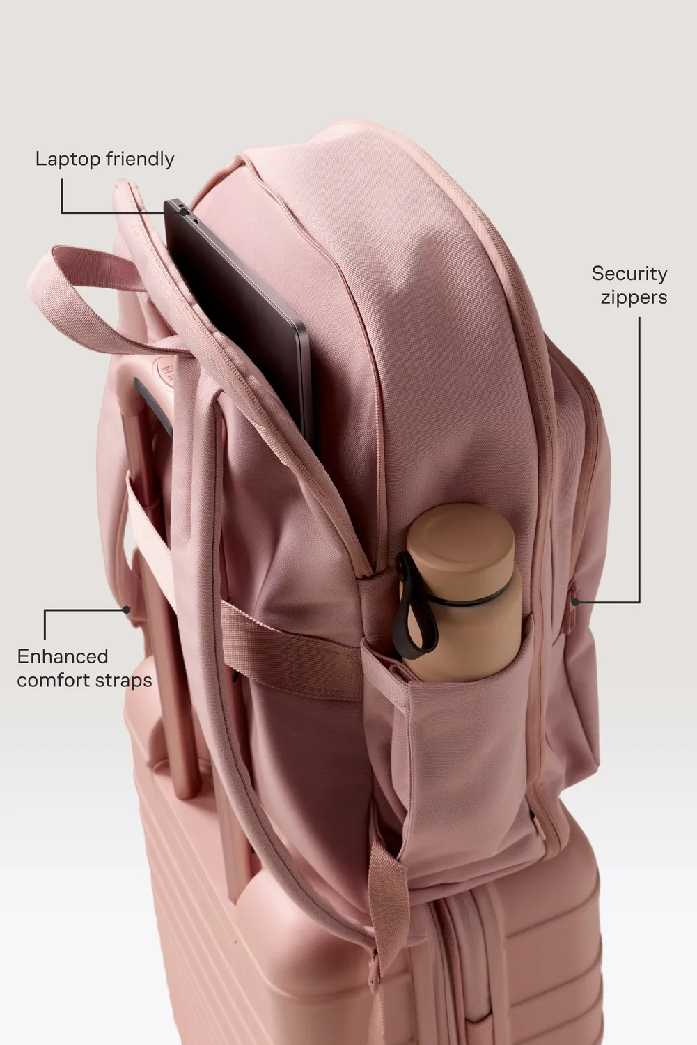 Beis The Travel Backpack zaino rosa Atlas Pink tasca sicura