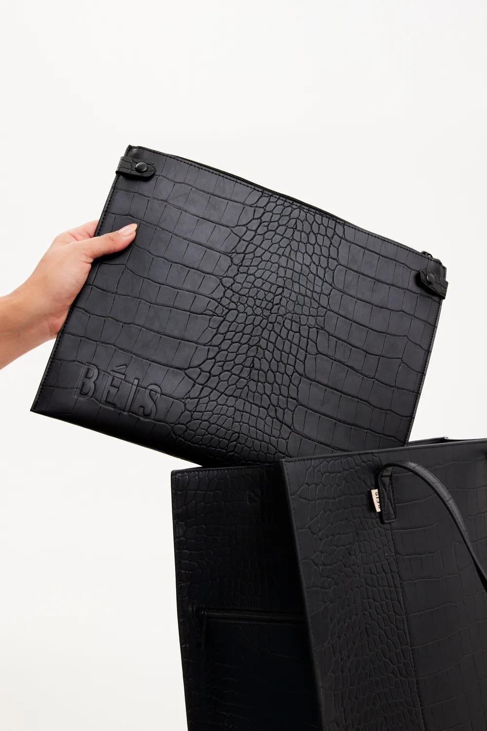 Beis Large Work Tote borsa tote nero croc