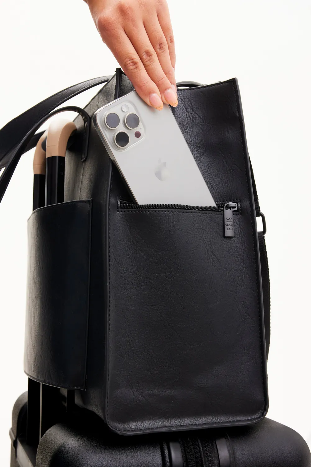 Beis Large Work Tote borsa tote nero liscio