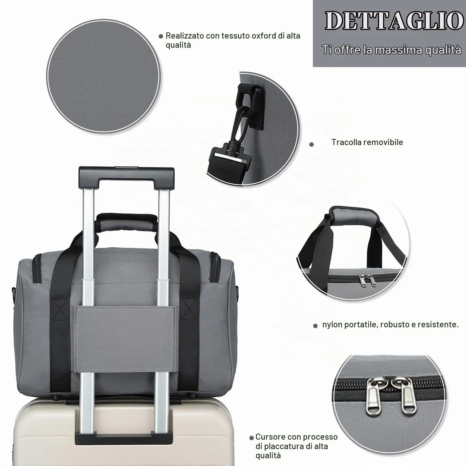 Kono Bagaglio a Mano 40x20x25 cm Borsa Grigia 20L