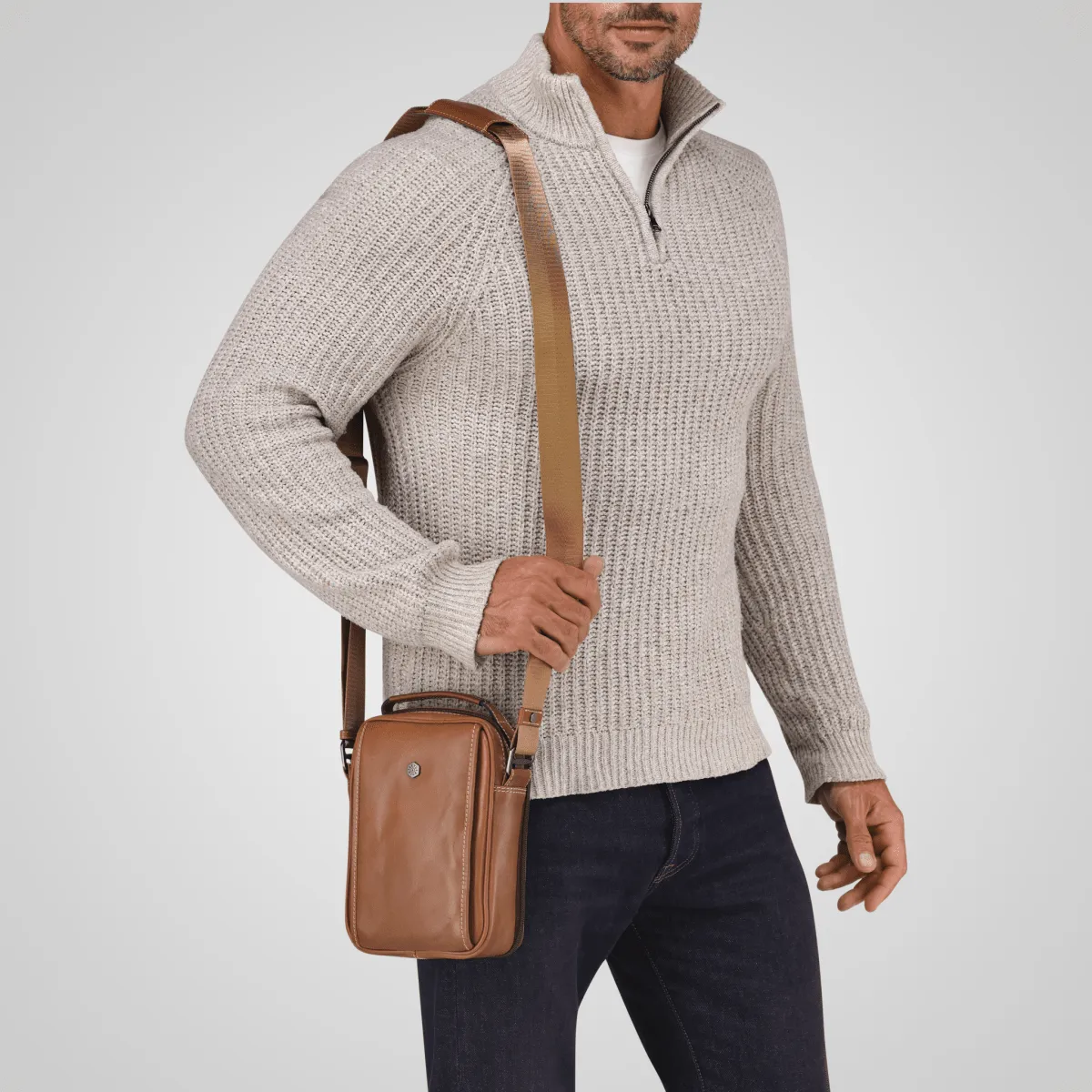Jekyll & Hide Oxford Detailed borsa tracolla tabacco pelle