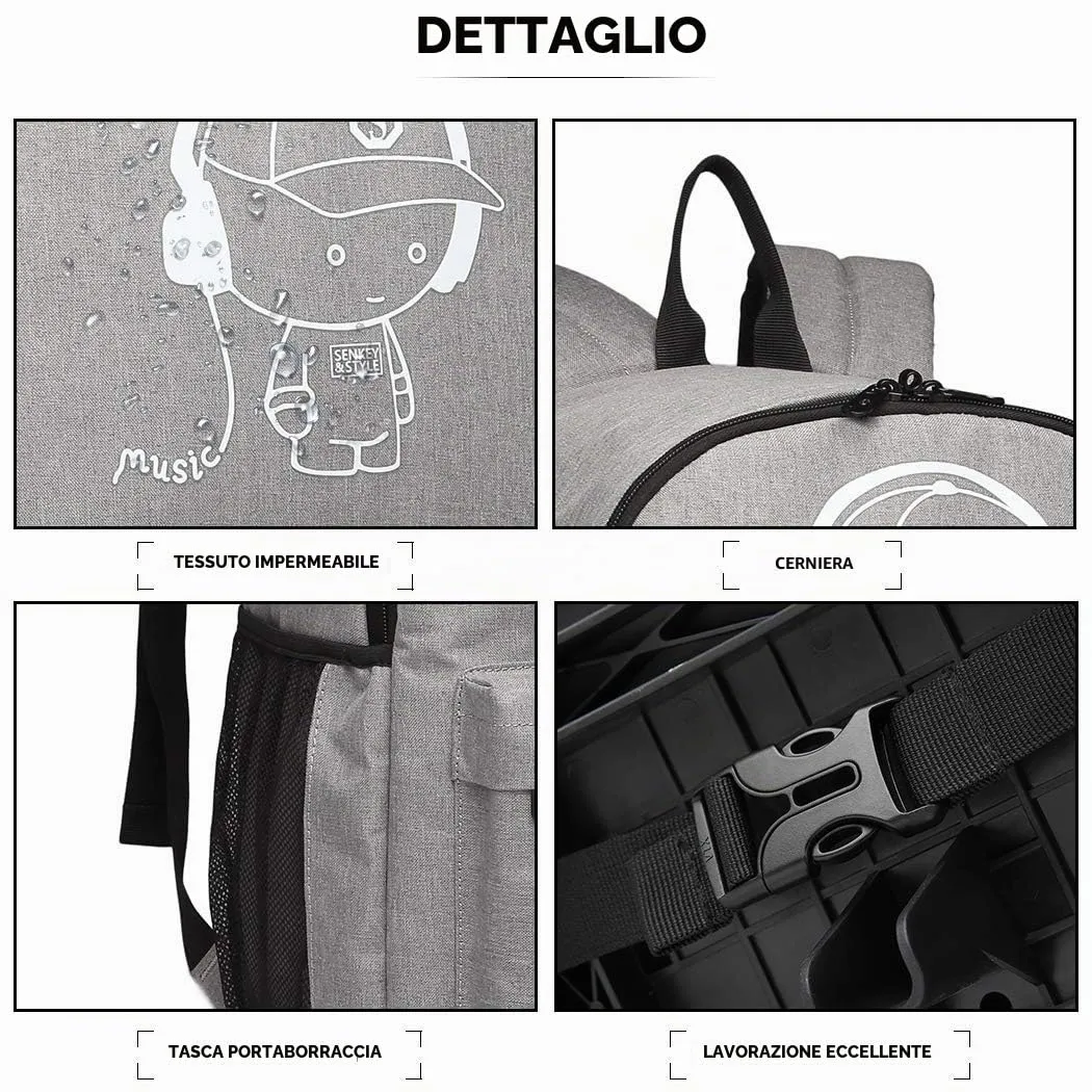 Kono Zaino Trolley Laptop 15,6" Grigio Ruote