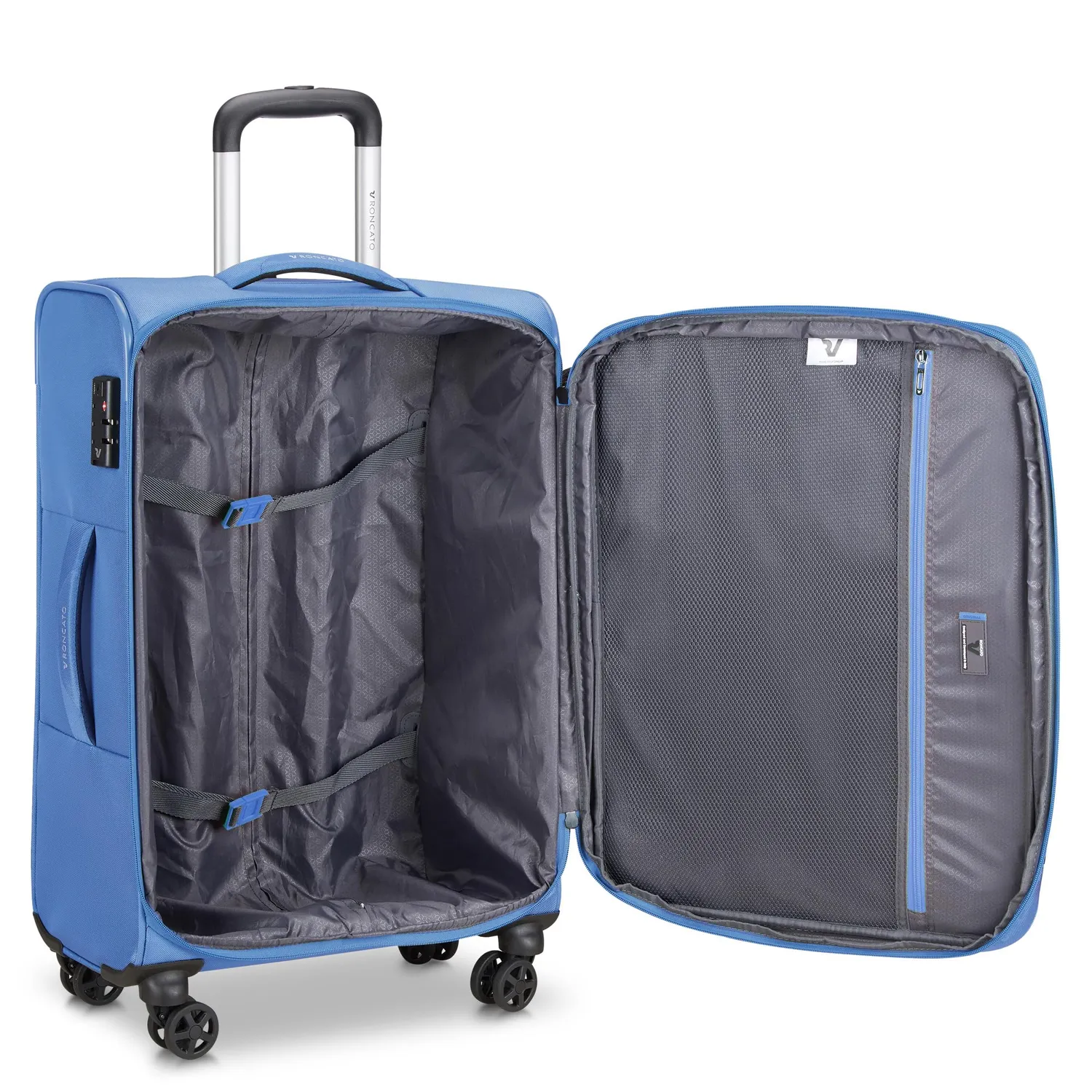 Roncato Twin trolley morbido medio 65x44x27 blu cielo TSA