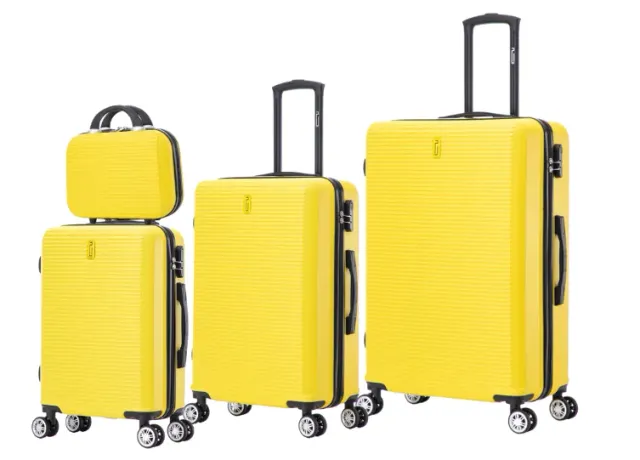 CELIMS Set 4 valigie ABS nero 55-75cm con beauty