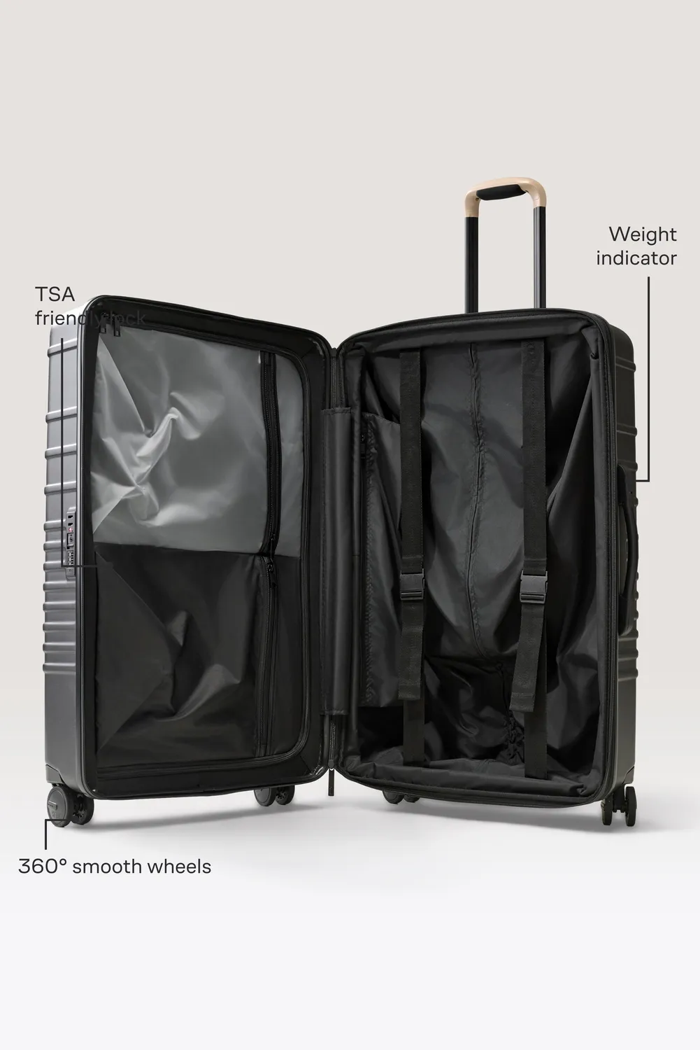 Beis The Large Check-In Roller valigia stiva nera rigida