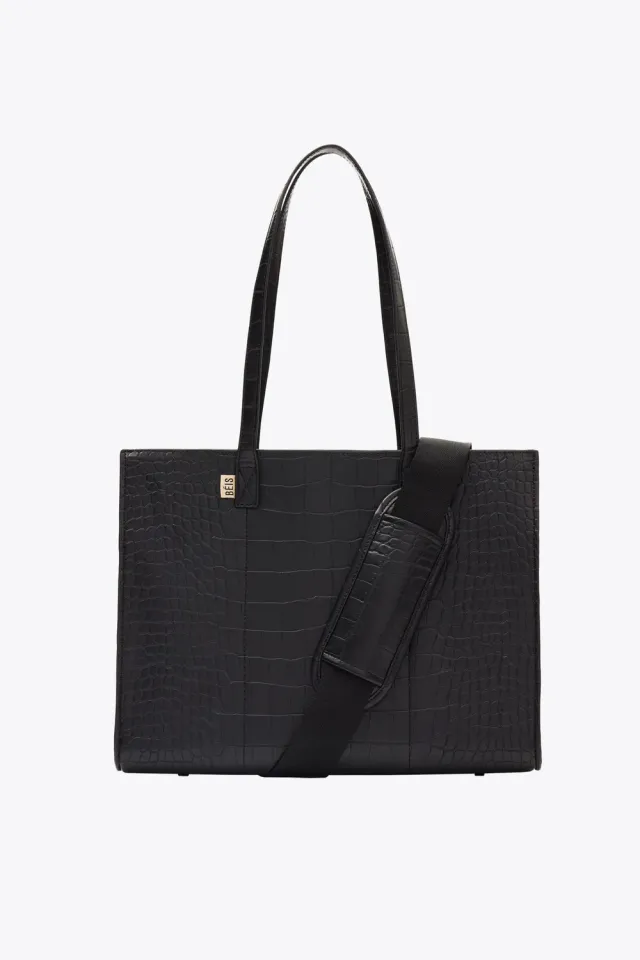 Beis Work Tote tote bag black croc nera vegana