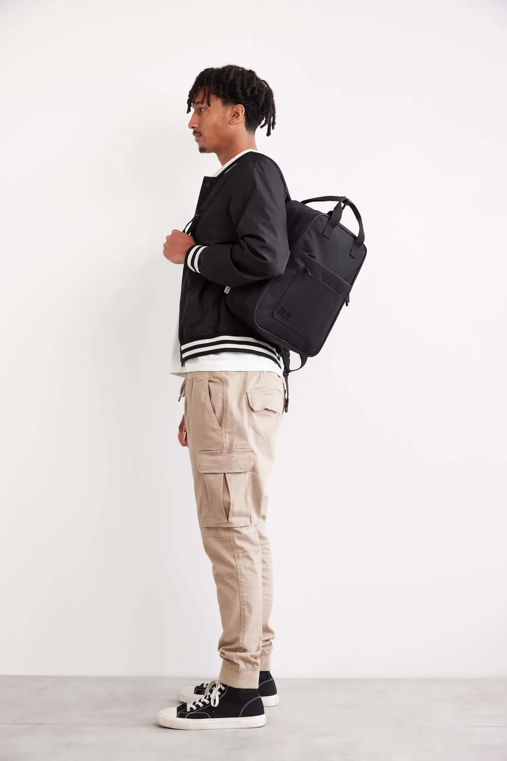 Beis Expandable Backpack zaino nero estensibile