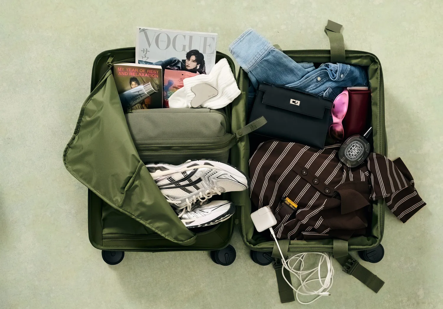 Beis The Dopp Kit beauty case Olive anti-perdita