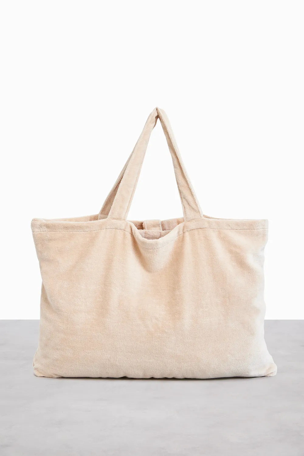 Beis Terry Tote Borsa Mare Beige con telo spugna