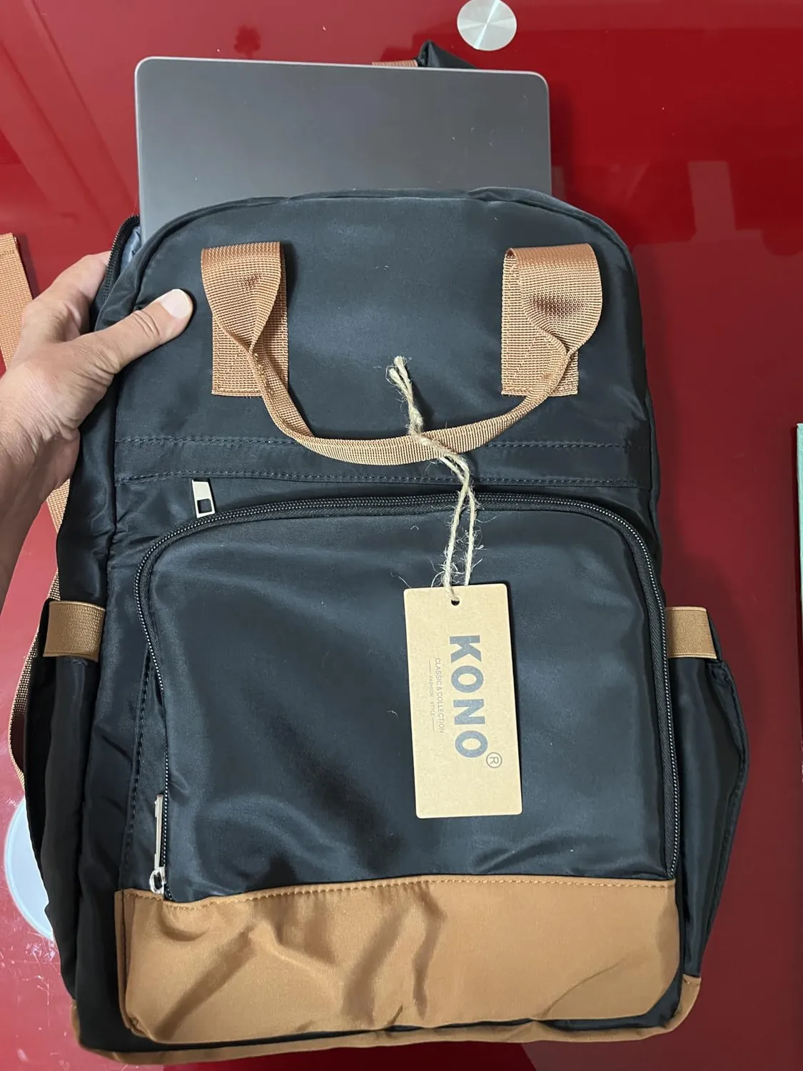 Kono Zaino Porta PC 15,6" Antifurto USB Viola/Marrone