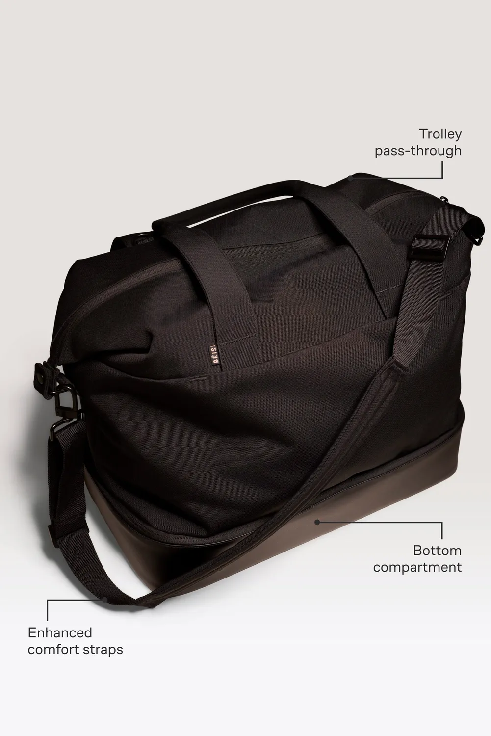 Beis The Weekender borsone nero tela carry-on