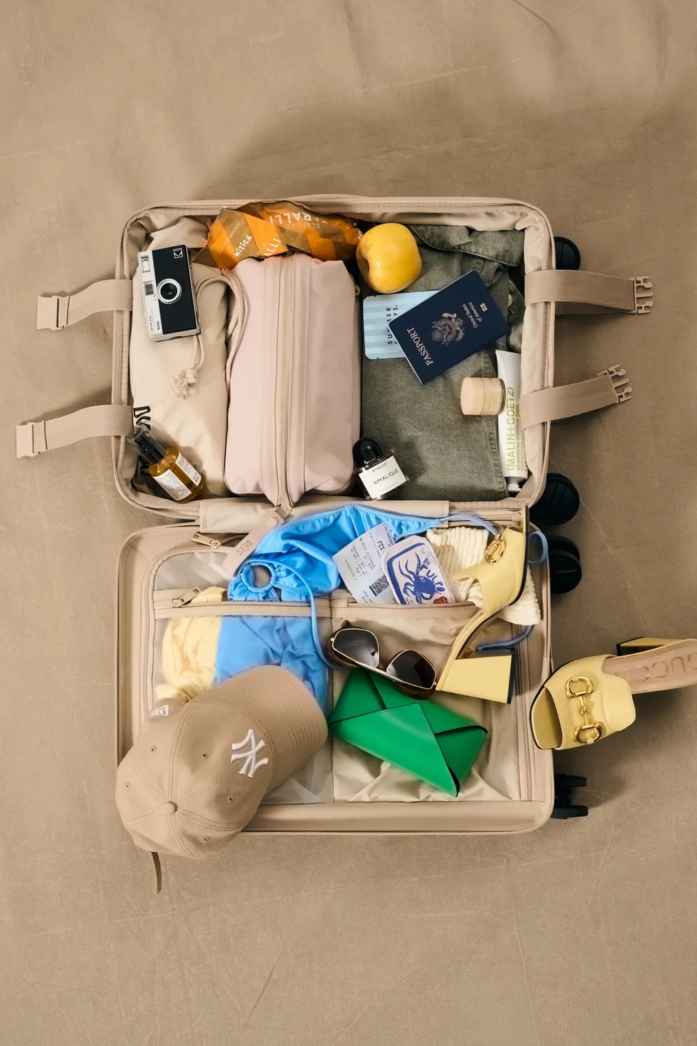 Beis Carry-On Roller Beige trolley mano beige rigido