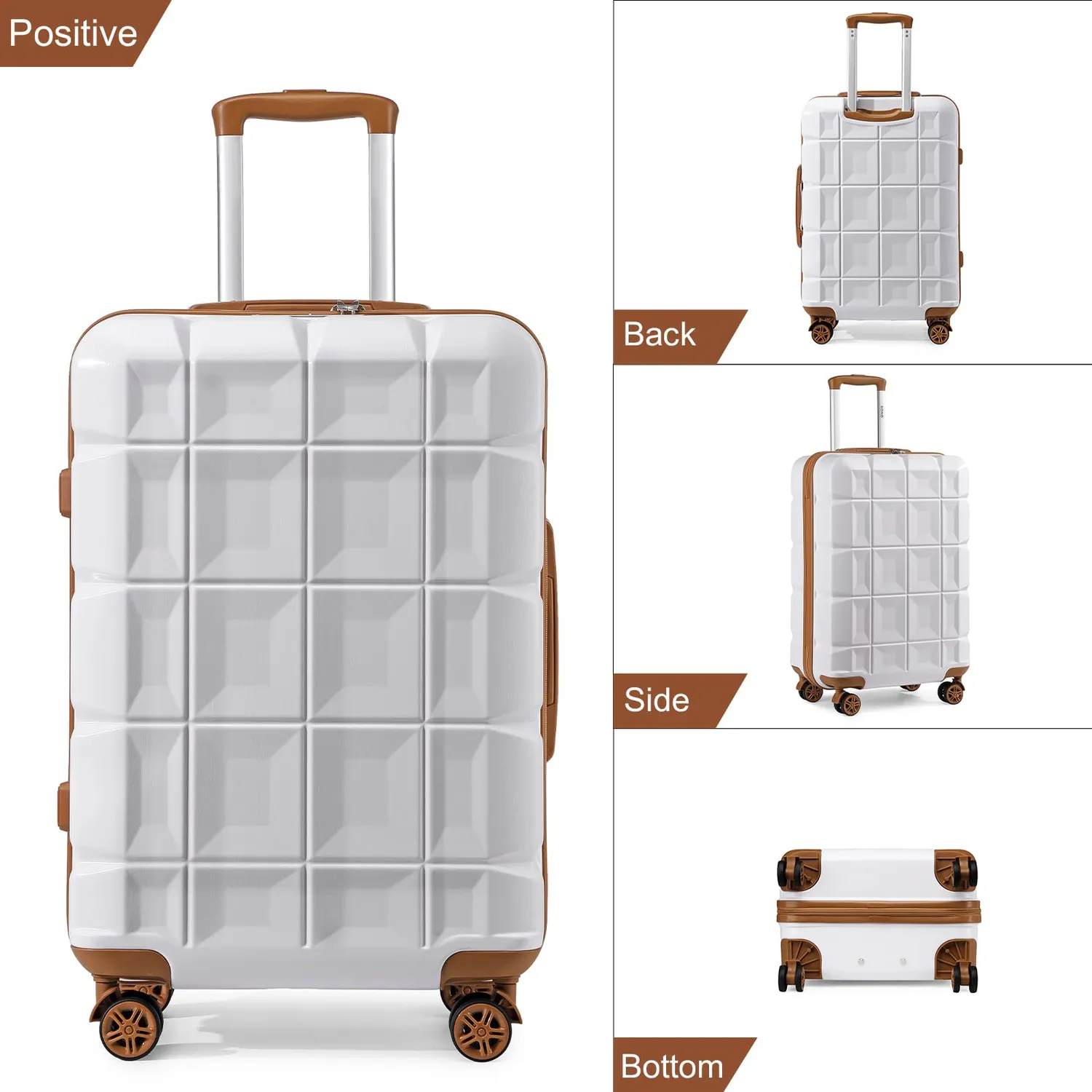 Kono Valigia rigida 28 pollici 72cm bianca TSA 92L
