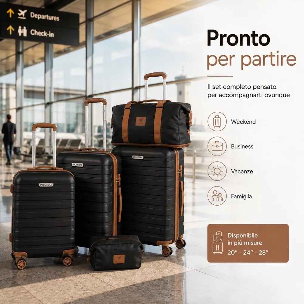 Provitera Family Set 6 Valigie Rigide Nere in ABS