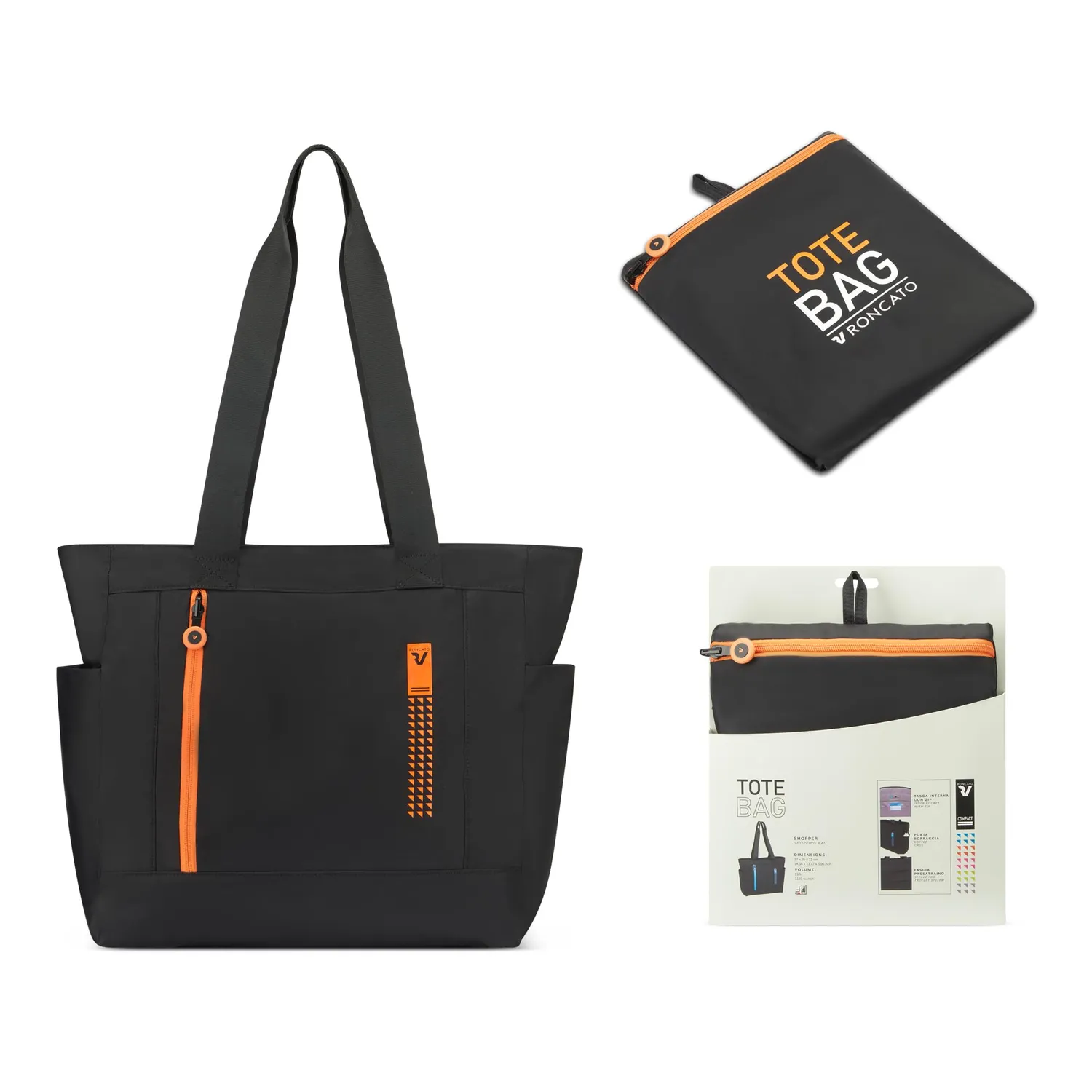 Roncato Compact shopper donna M arancio ripiegabile