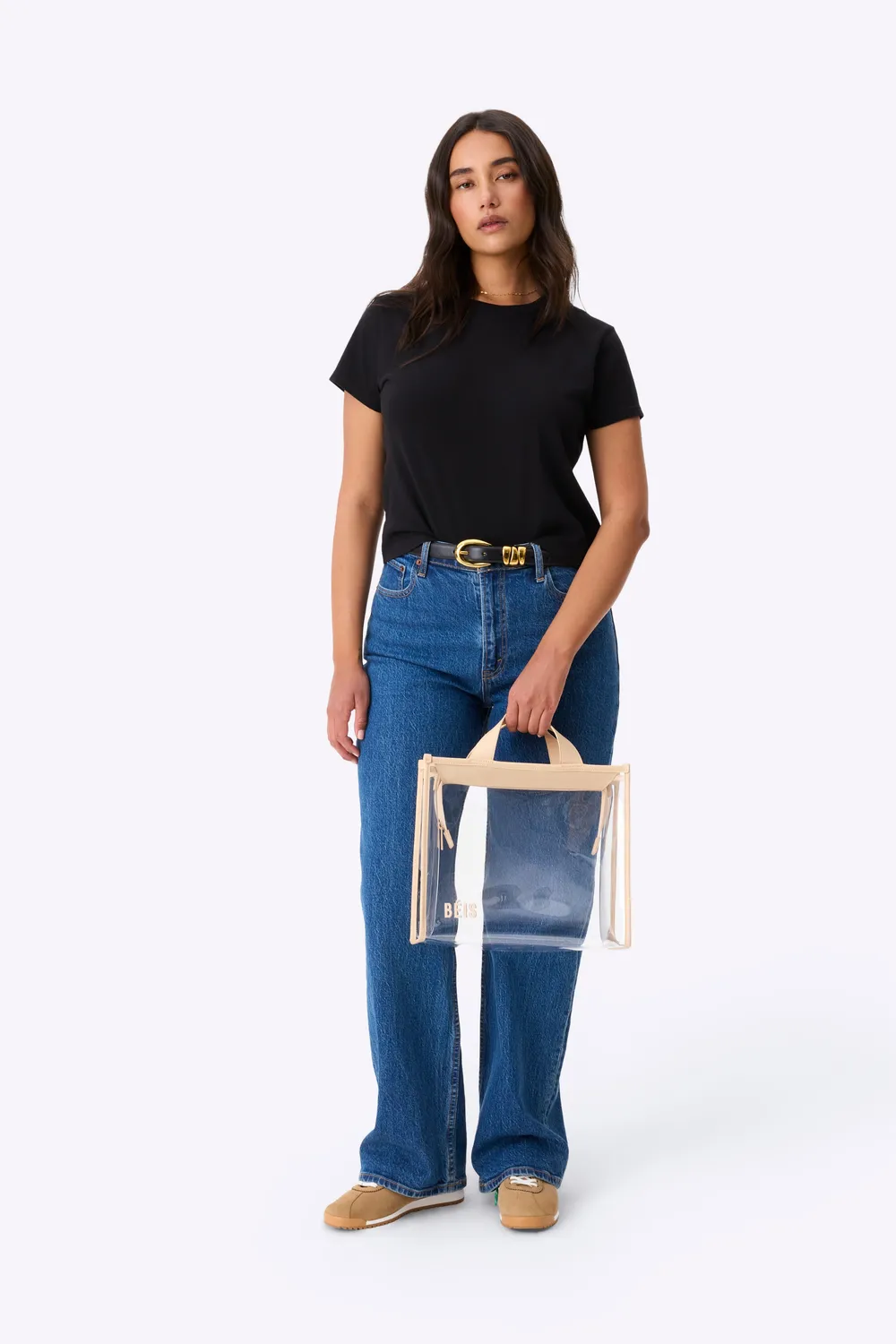 Beis Stadium Tote borsa trasparente beige da stadio