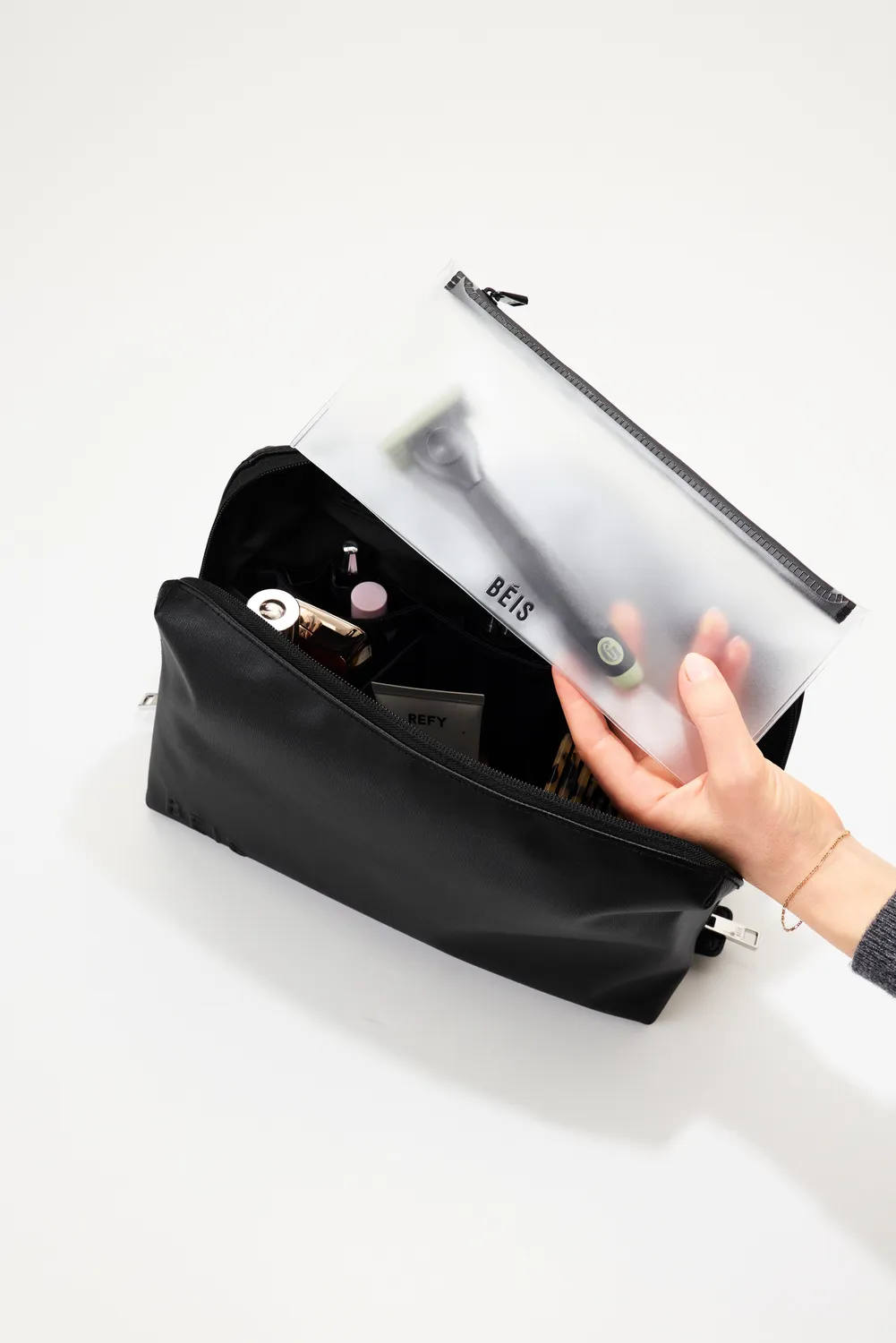 Beis Large Cosmetic Pouch pochette Black tasca termica