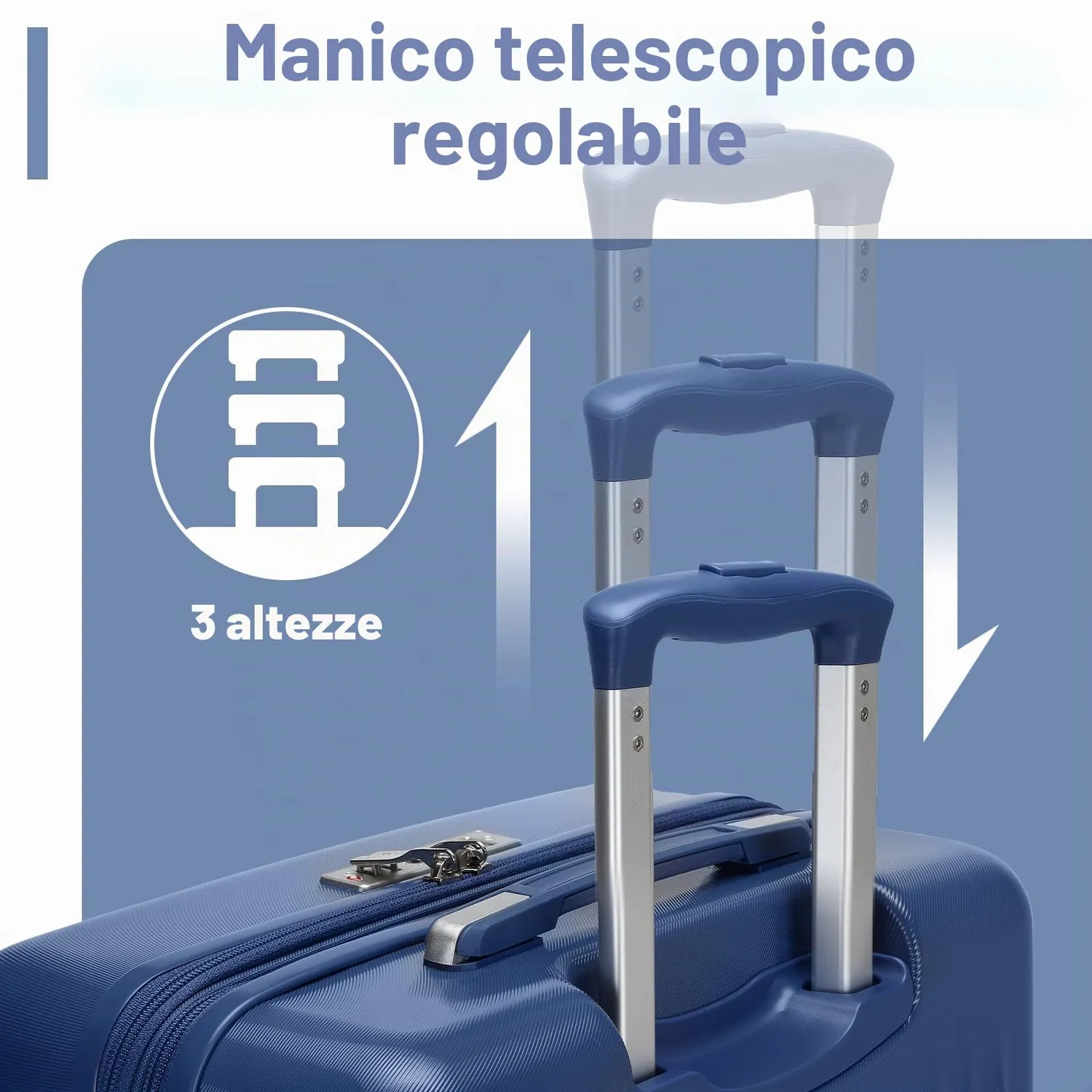 Kono Valigia Rigida 65cm 24" blu marina espandibile