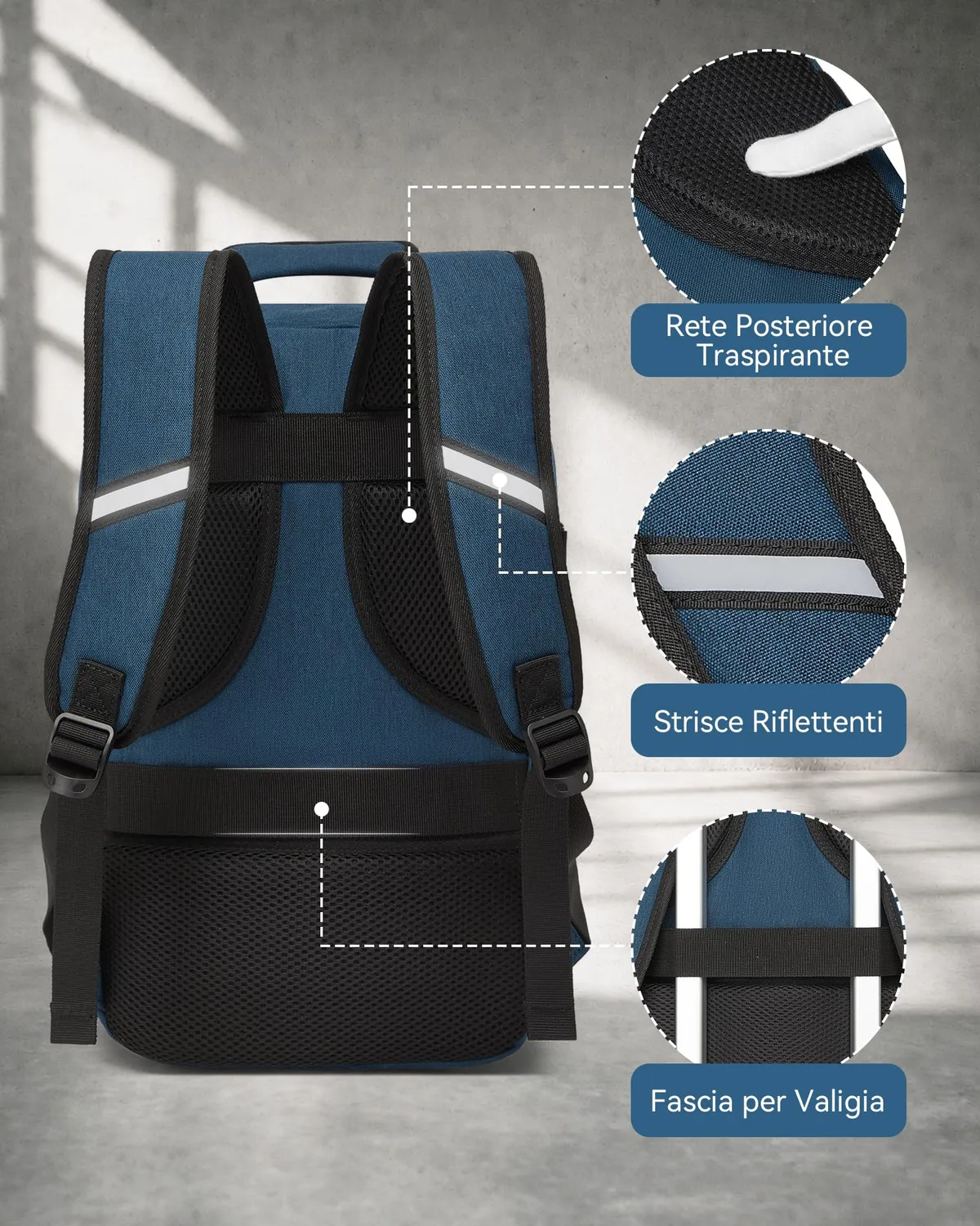 Kono zaino Ryanair 40x20x25 blu navy 20L bagaglio a mano