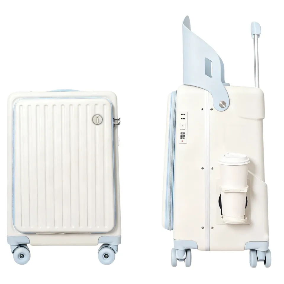 CELIMS PopSeat Valigia Cabina Bambino Bianco-Blu con seduta