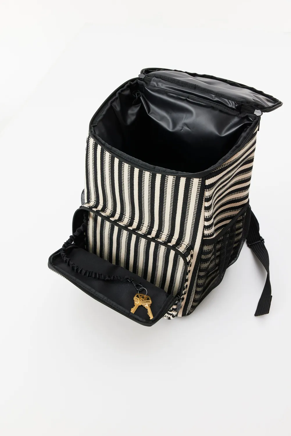 Beis Backpack Cooler borsa frigo zaino nera a righe