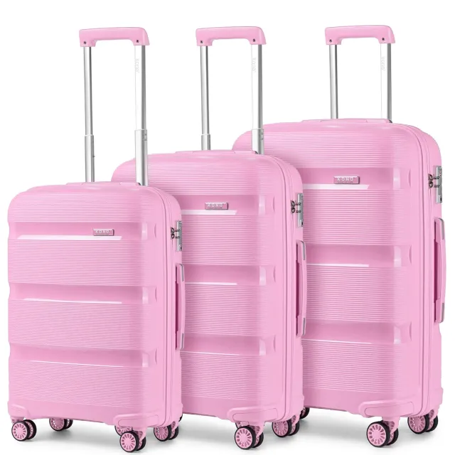 Kono Set 3 Valigie Rigide Rosa 55-65-76 cm con TSA