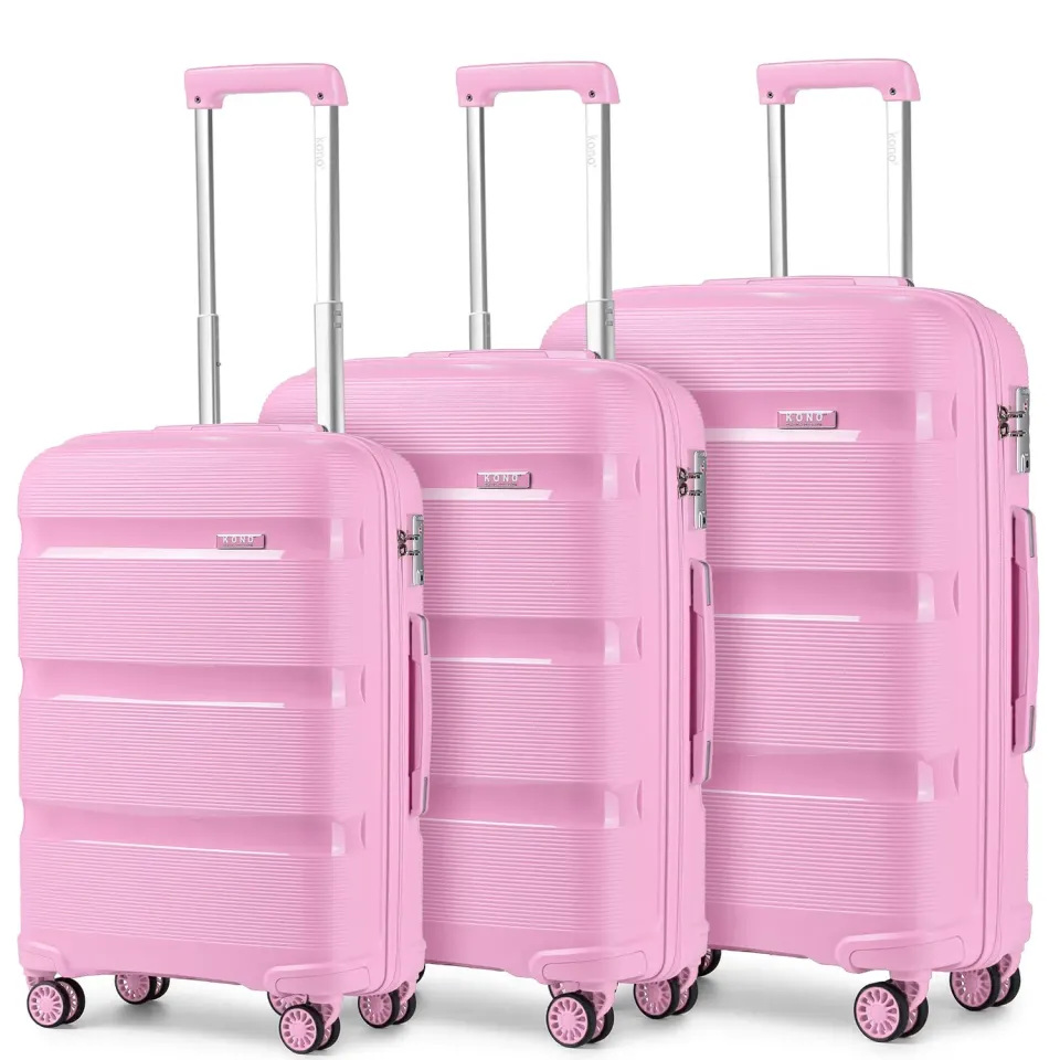 Kono Set 3 Valigie Rigide Rosa 55-65-76 cm con TSA