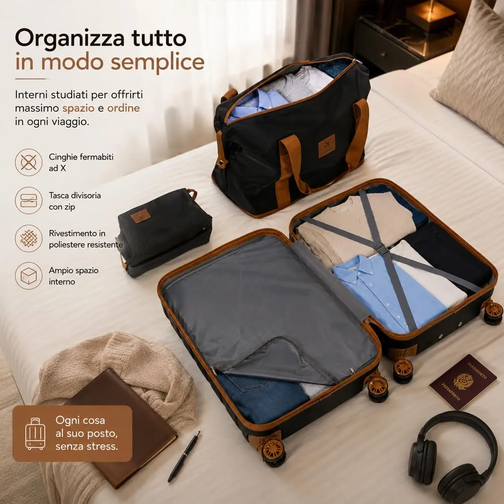 Provitera Family Set 6 Valigie Rigide Nere in ABS