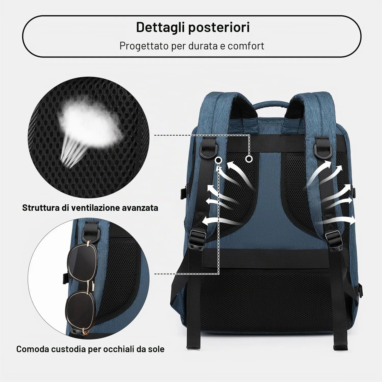 Kono EasyJet Zaino 45x36x20 30L blu marina porta pc 15,6