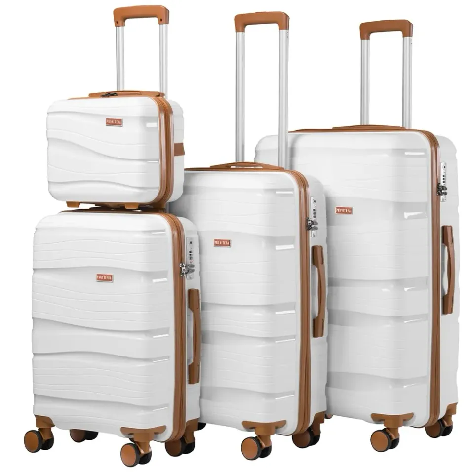 Provitera set 4 valigie rigide bianche PP 12-102L trolley