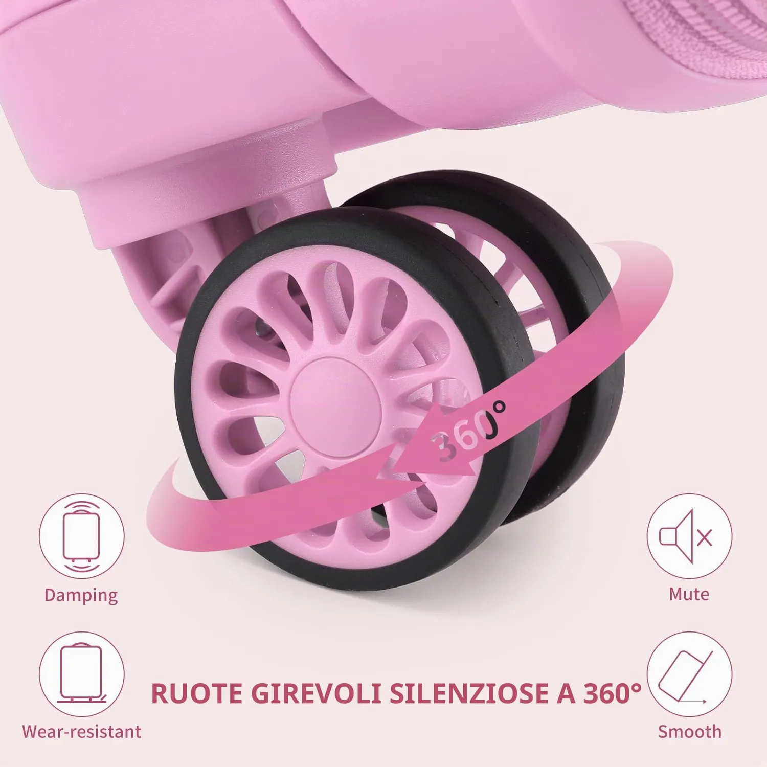 Kono 65cm Valigia Trolley Rigida Rosa Polipropilene