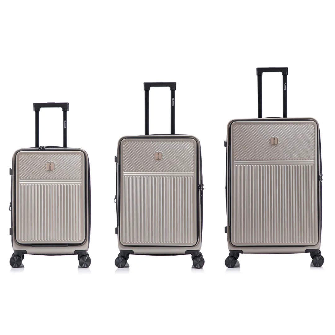 CELIMS Front Opening set 3 valigie champagne espandibili