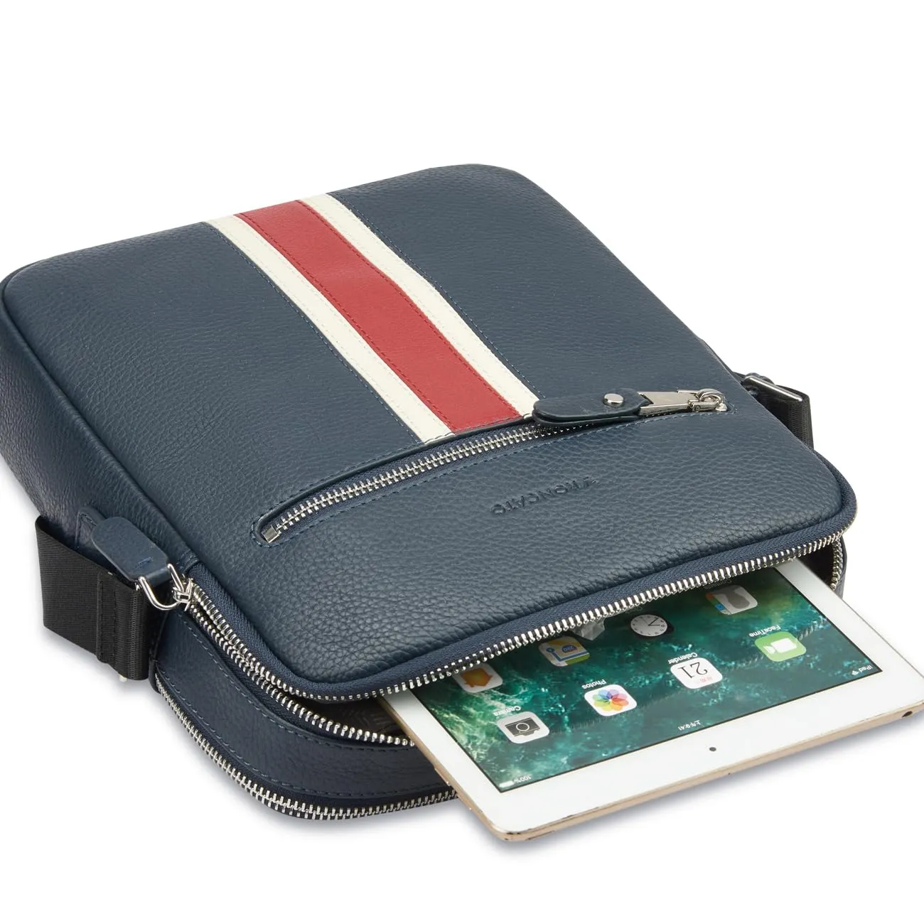Roncato Madrid Borsello Uomo Pelle Blu Navy Rosso 23x27
