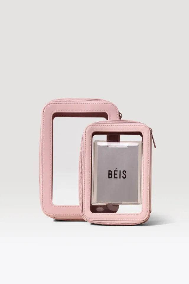 Beis In Flight set trousse rosa atlas specchio