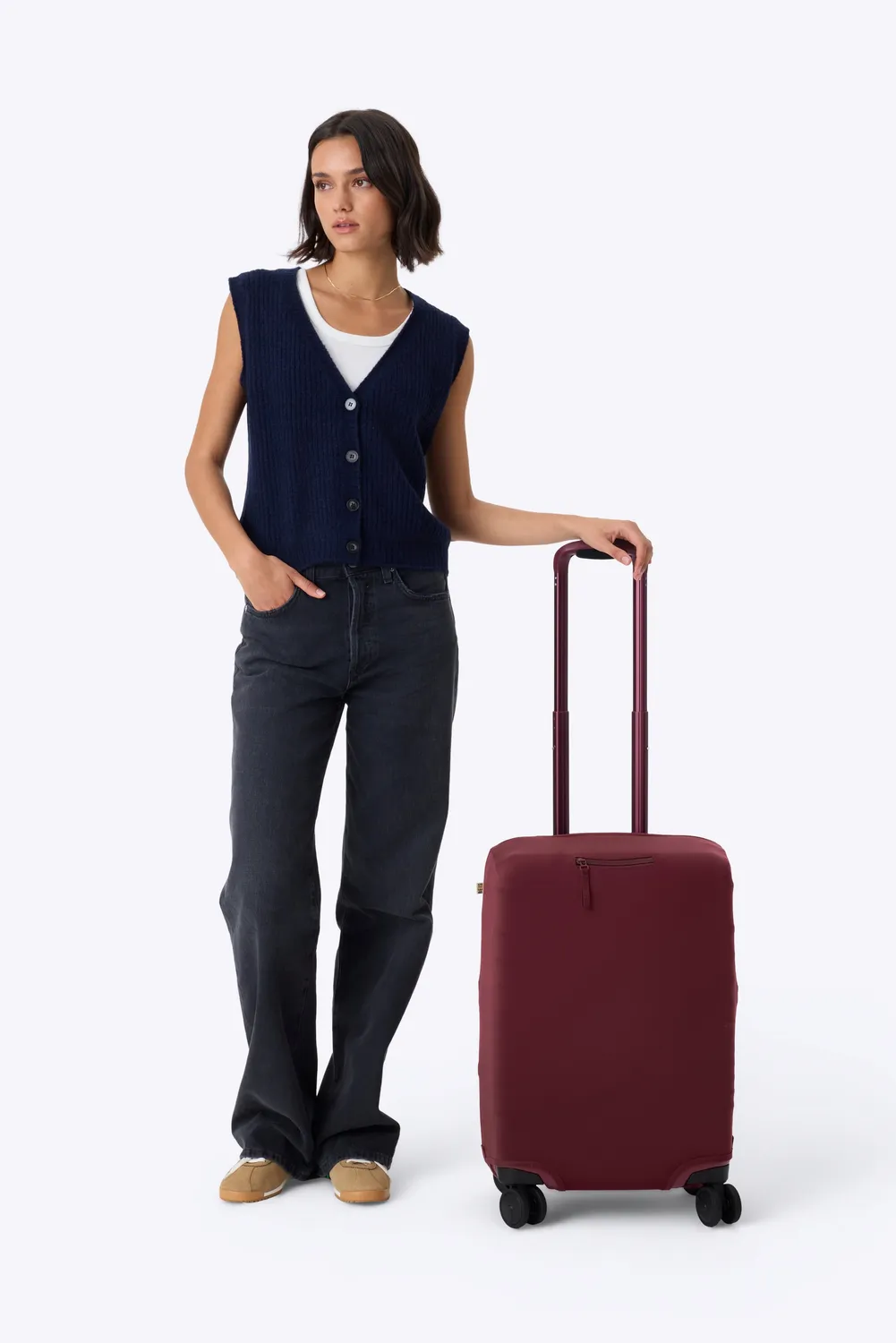 Beis Cover Valigia Cabina Carry-On Burgundy elasticizzata