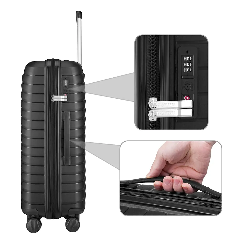 Provitera Set 4 Valigie Rigide Nere con Beauty Case