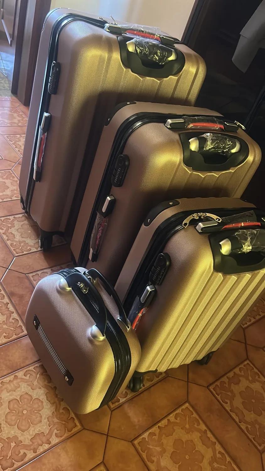 Provitera set 3+1 valigie rigide beige ABS bagaglio a mano