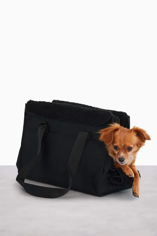 Beis Everyday Pet Tote borsa animali nero con cuccia sherpa