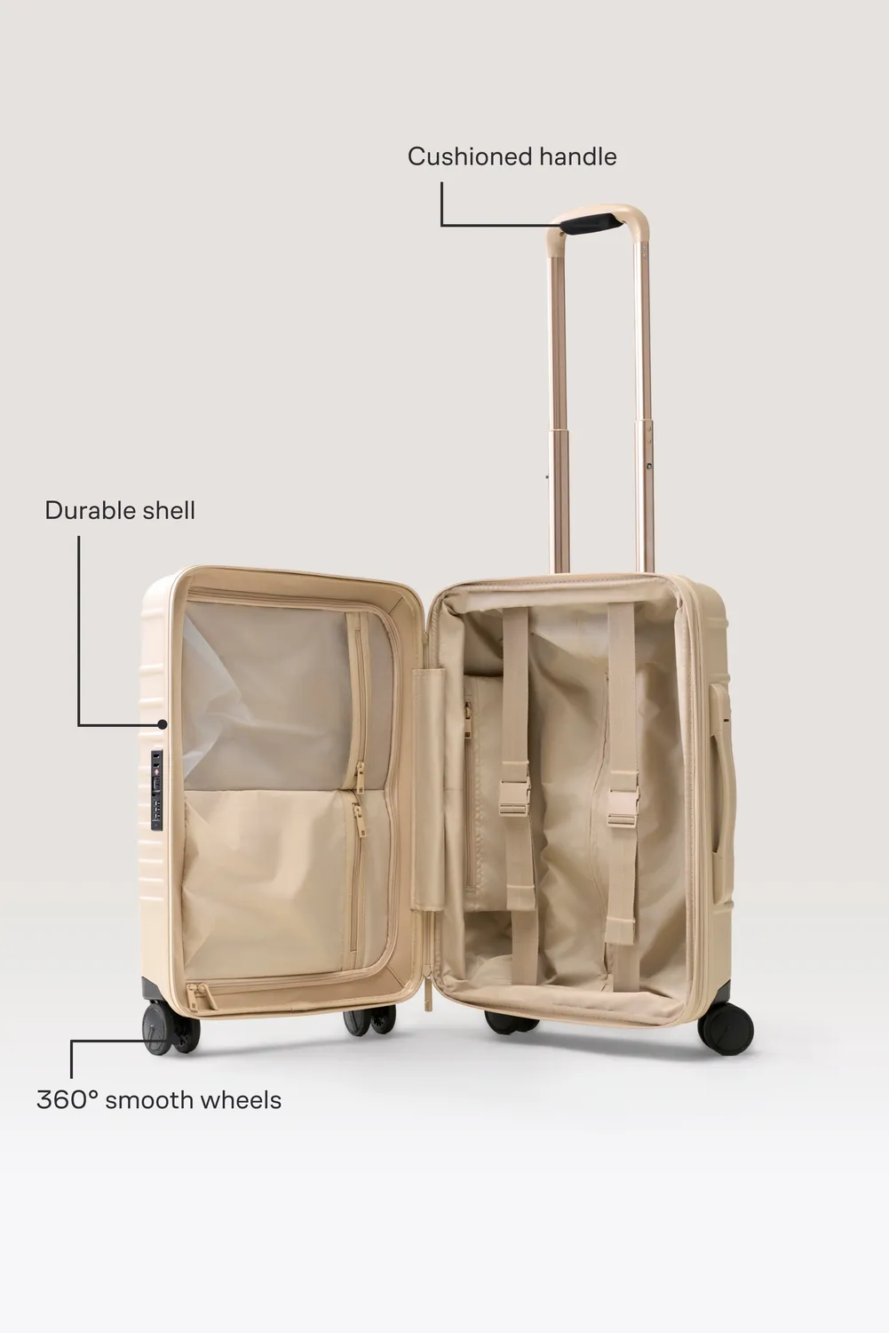 Beis Carry-On Roller Beige trolley mano beige rigido