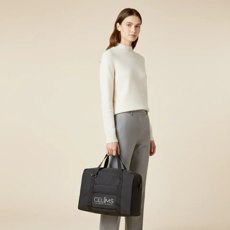 CELIMS borsa pieghevole 40x30x20 nero nylon ultraleggera