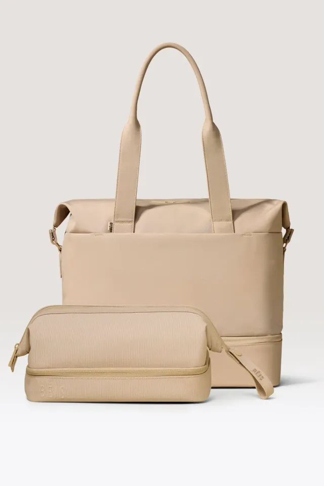 Beis The Weekend Travel Set weekender + beauty beige