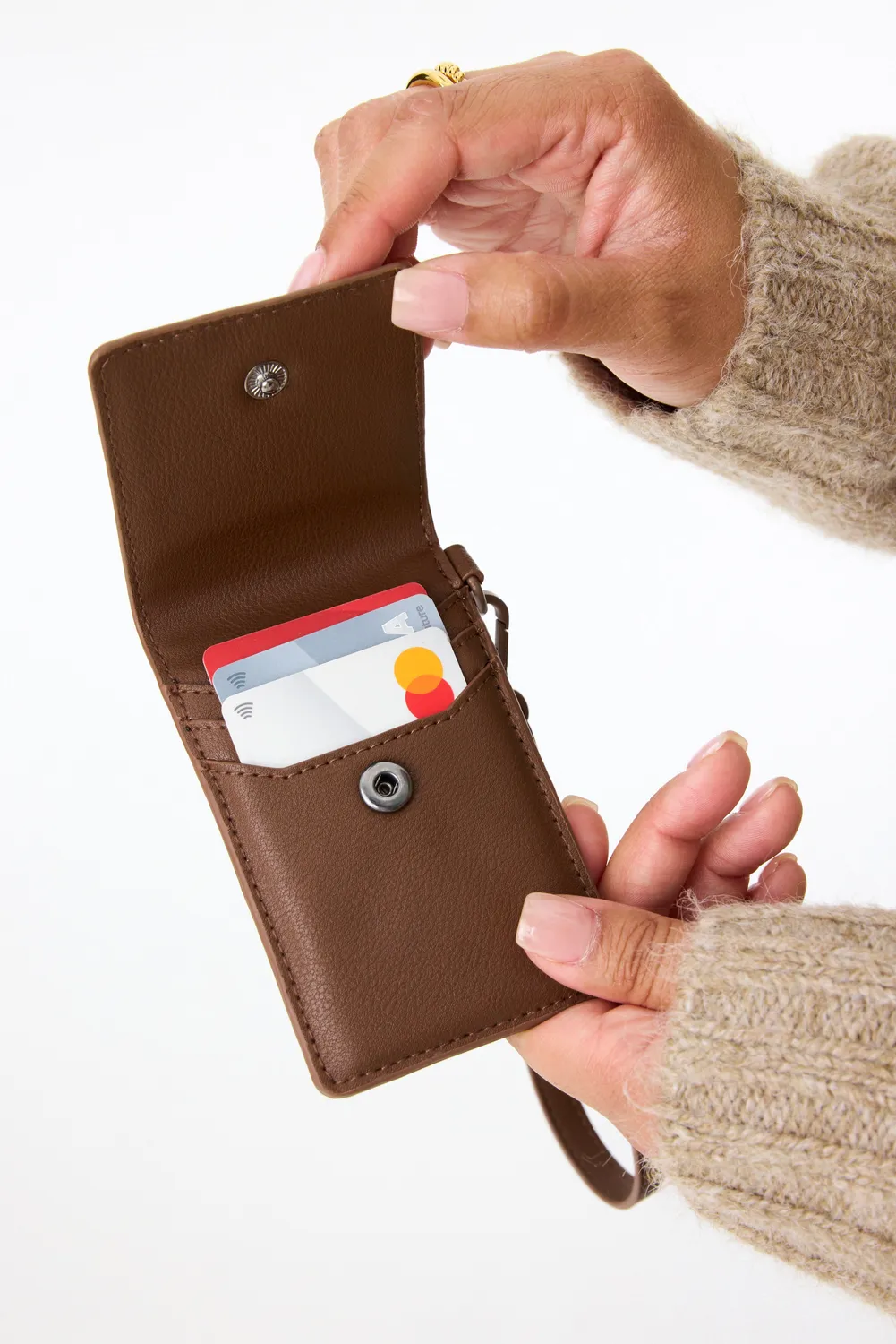 Beis ID Wristlet Portacarte Polso Maple Marrone