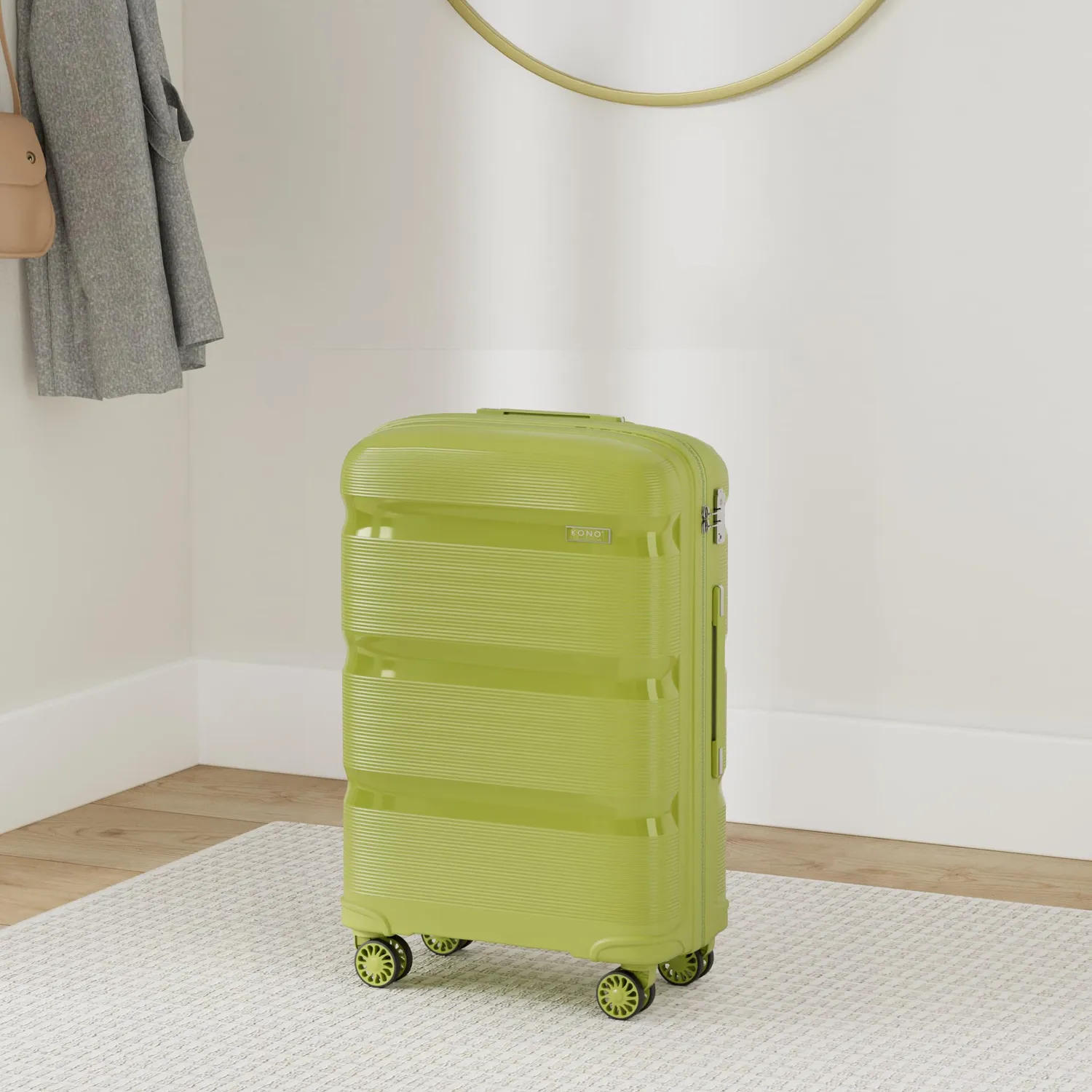 Kono valigia trolley grande 76cm verde rigida polipropilene