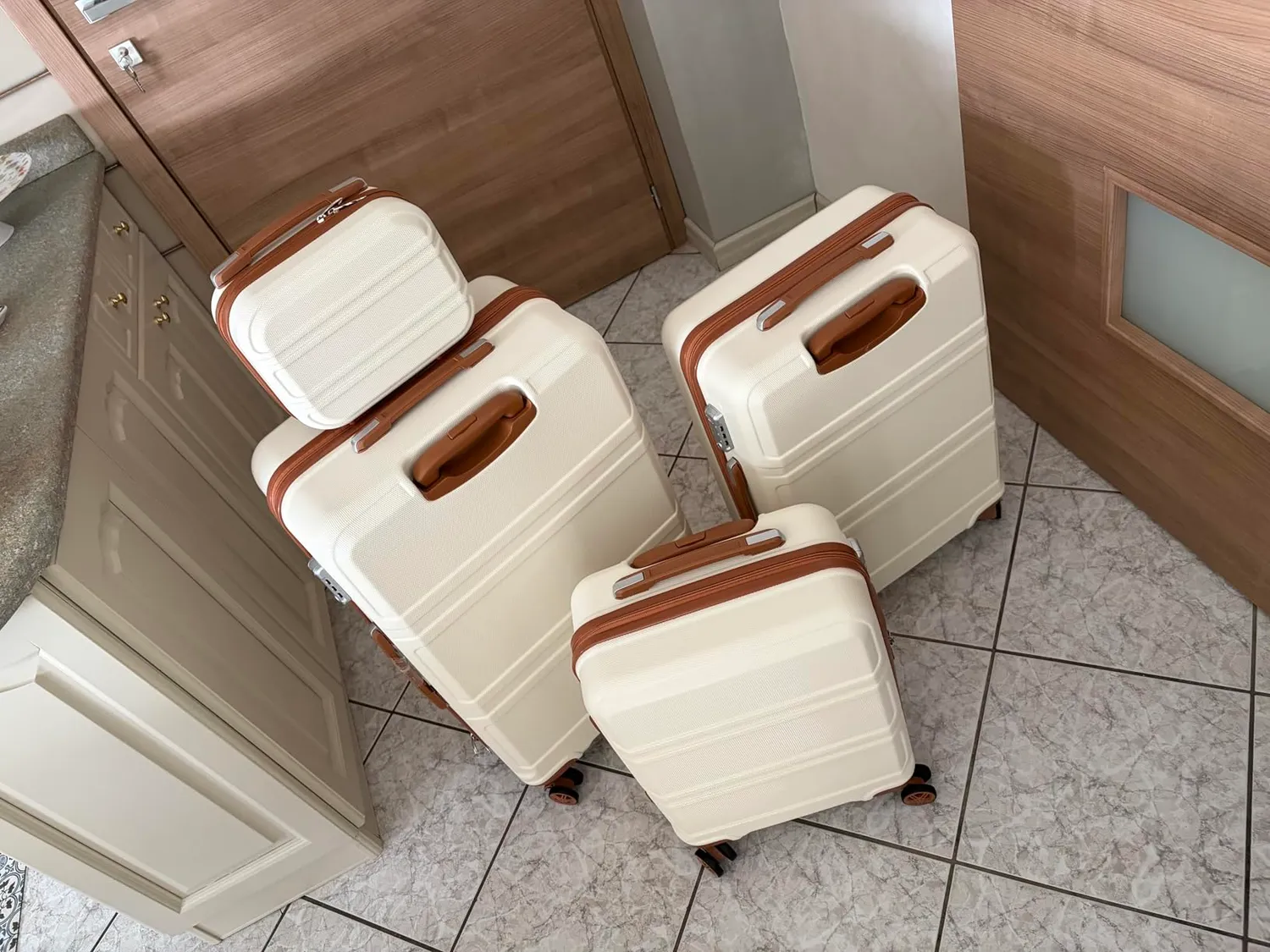 Kono set valigie 4 pezzi ABS turchese trolley TSA beauty
