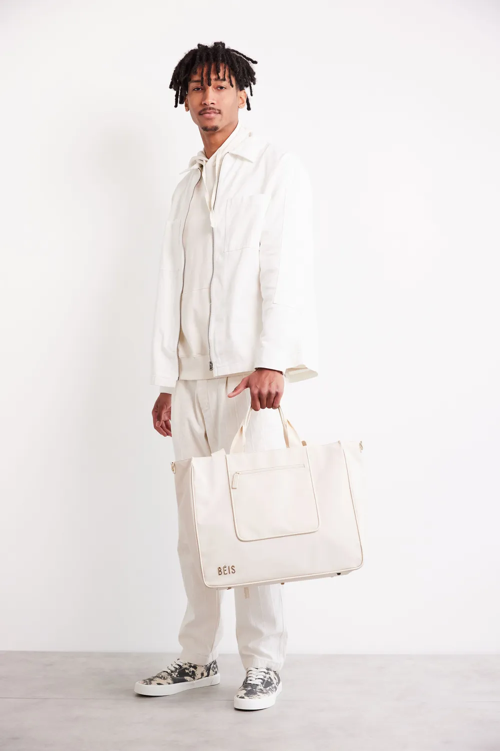 Beis East To West Tote borsa Beige riciclata