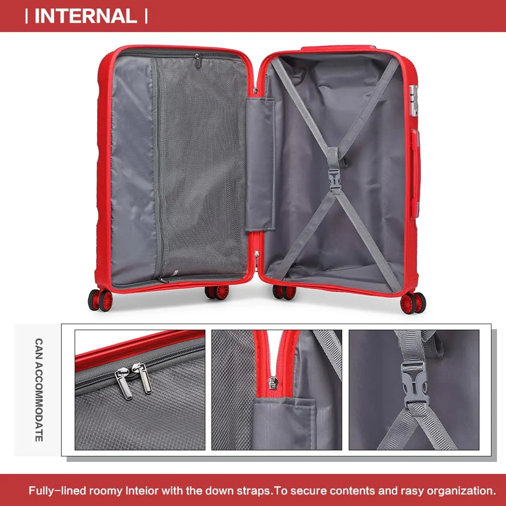 Kono Set Valigie 20 24 28 da 3 Pezzi Rigidi Trolley TSA Leggero