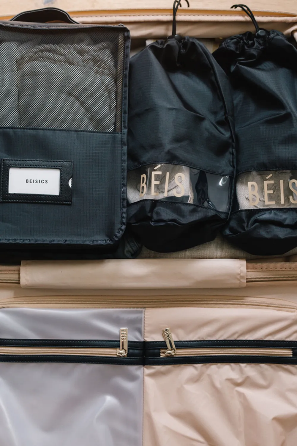 Beis The Packing Cubes organizer valigia nero set 6 pezzi nylon