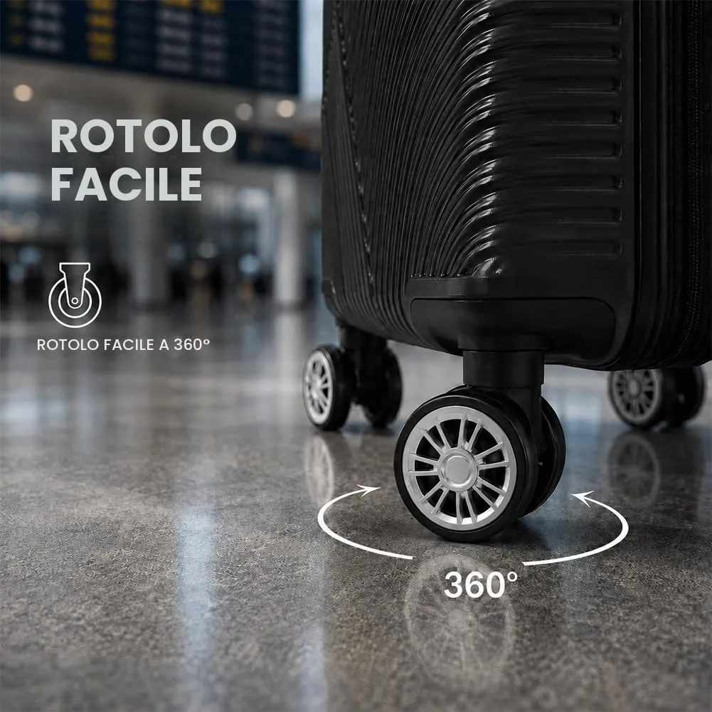 Provitera Trolley Cabina Rigido valigia ABS nero 55x40x20
