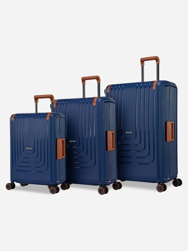 Eminent Vertica set valigie blu marrone rigido senza zip