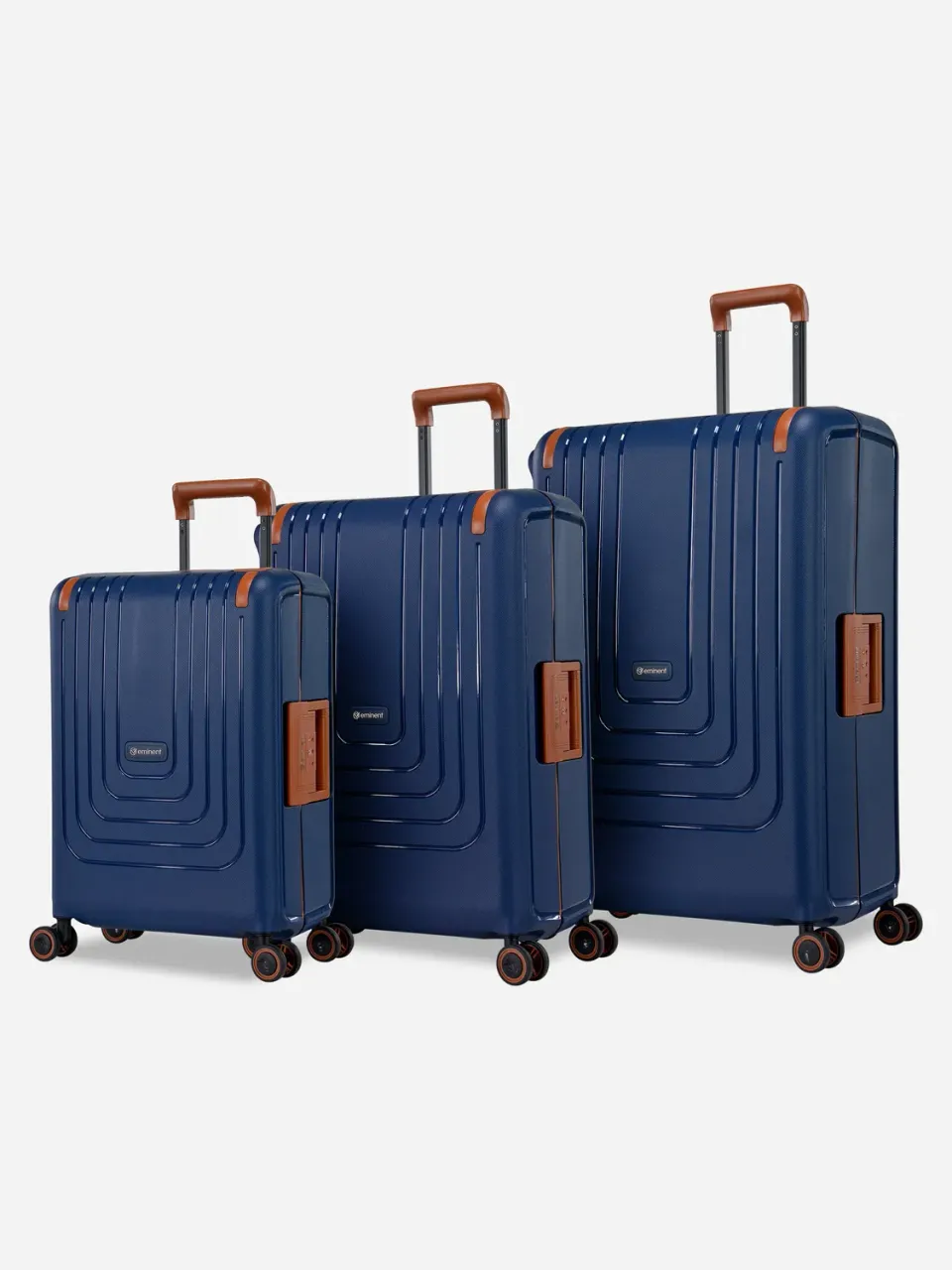 Eminent Vertica set valigie blu marrone rigido senza zip